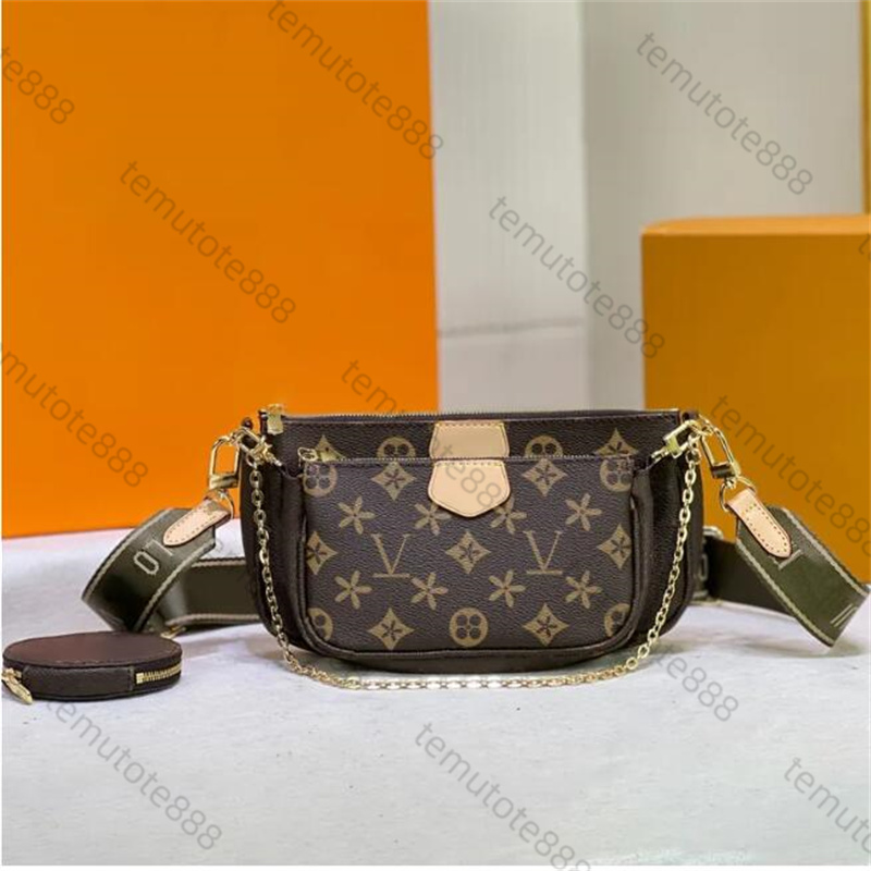 10A Multi Pochette Accessories Designer Bags Old Flower Brown Three in One Shoulder Bag Clutch Emed Fashion Women Messenger Wallet M44840