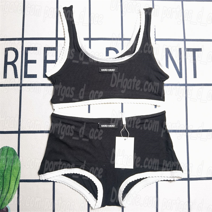 Letters Ribbed Women Split Tankinis Designer Contrast Color Swimsuits Women Sporty Beach Bra Briefs Set Charming Elegant Beachwear Luxury Bathing-image-973806854