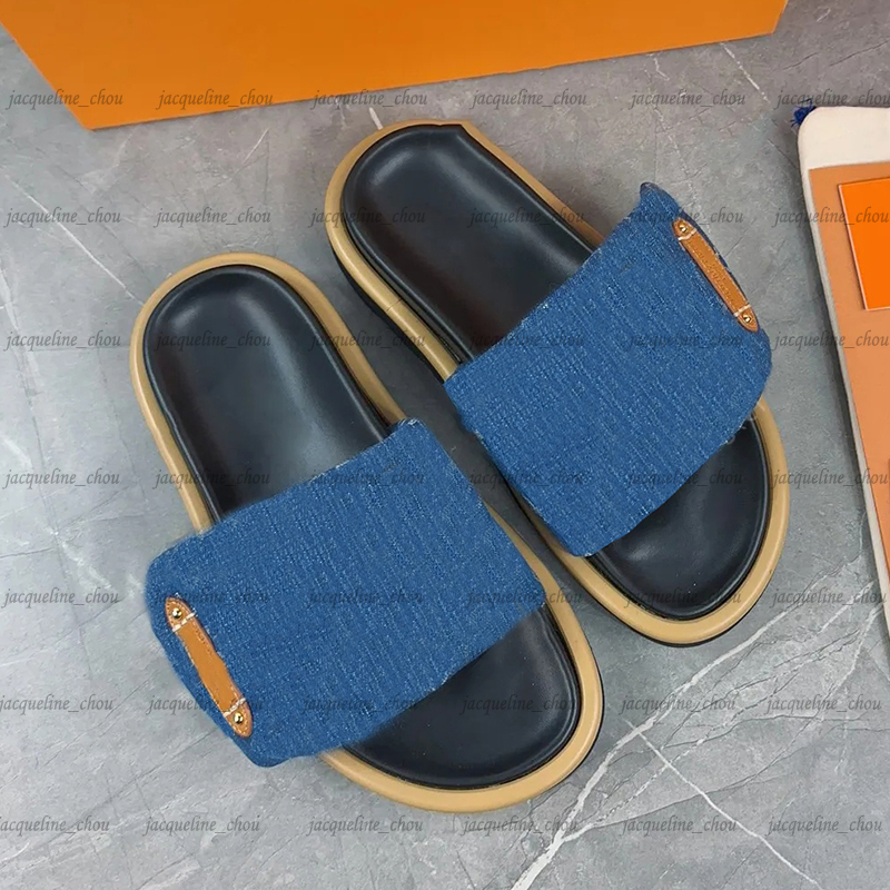 Designer Pool Pillow Slides Womens Slippers Comfort Mules Platform Sandals Woman Summer Sliders Padded Front Strap Printing Beach Sandels Shoes-image-973837083