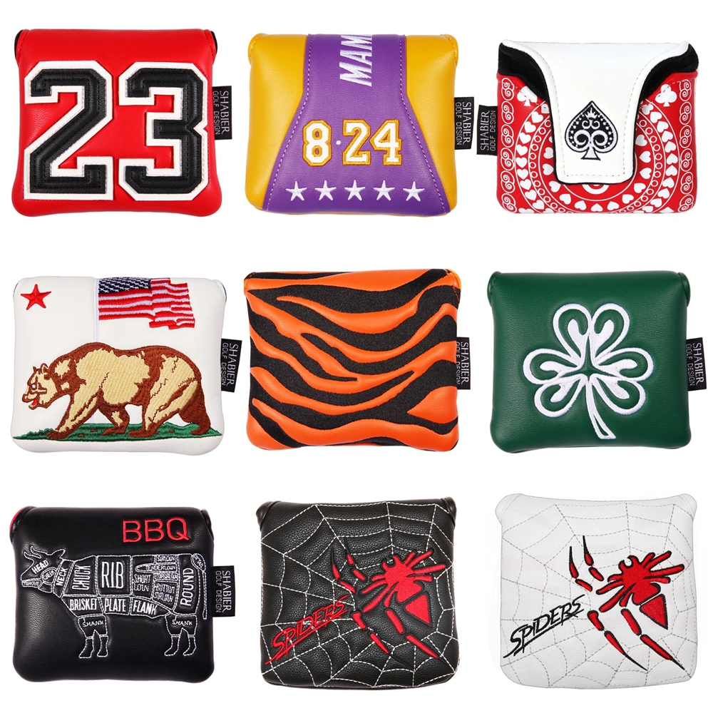 Printing Embroidery PU Synthetic Leather Golf Club Headcover Square Large Mallet Putter Covers-image-744605956