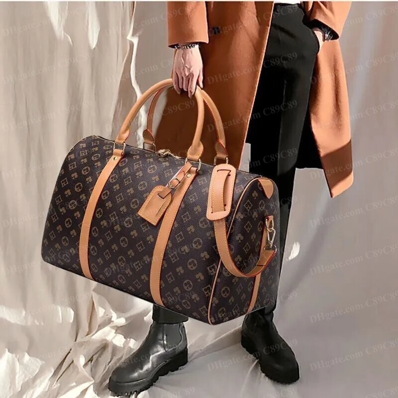 Top Quality New Men Duffle Bag Women Travel Bags Hand Luggage Travel Bags Men Pu Leather Handbags Large CrossBody Bags Designer Totes 54CM-image-973897923