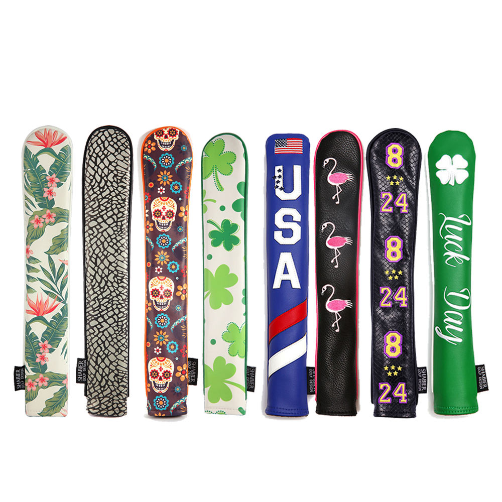 PU Leather Embroidery Printed Golf Headcover Alignment Stick Case Holder Cover-image-719954477