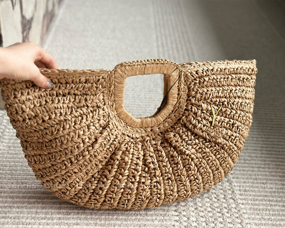 Designer Tote Bags Woven Fashion Handbag Grass Weaving Summer Luxury Womens Handbags Party Clutch Beach Bag-image-973817563