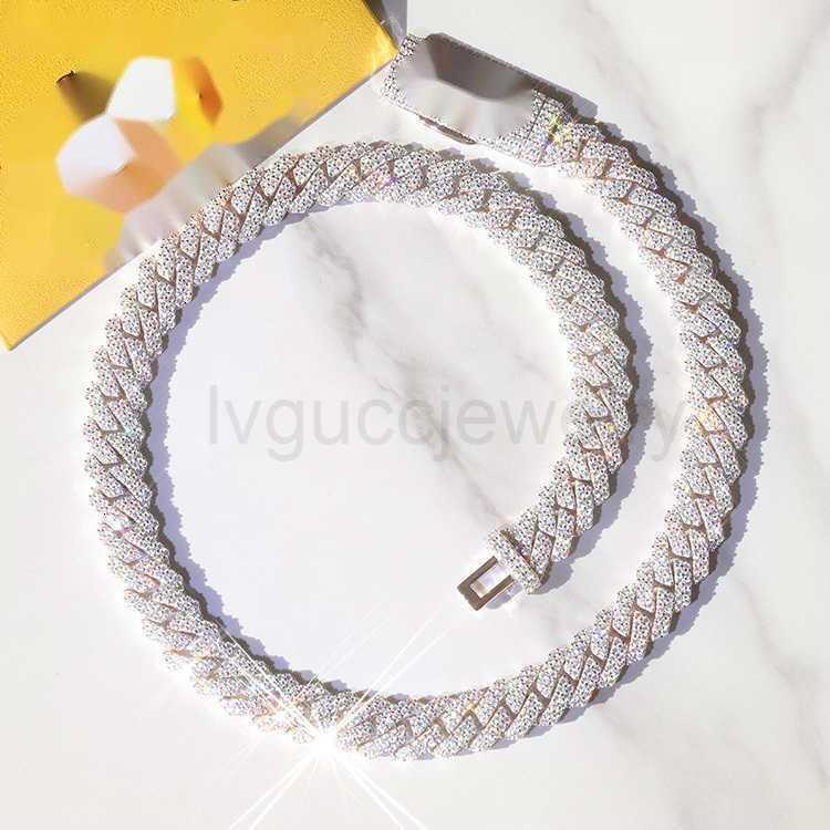 Designer Yu ying Pass diamond test 8-14mm Wide GRA Moissanite diamond 18k gold Sterling Silver Cuban link chain for Men Hip Hop Necklace