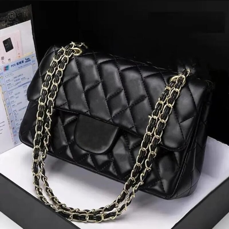 Designer bag Top Tier Womens Mini Square Bag Leather Medium Lambskin Quilted Purse Small Double Flap Black Shoulder Bag Luxury Designer Maxi Chai-image-973900614