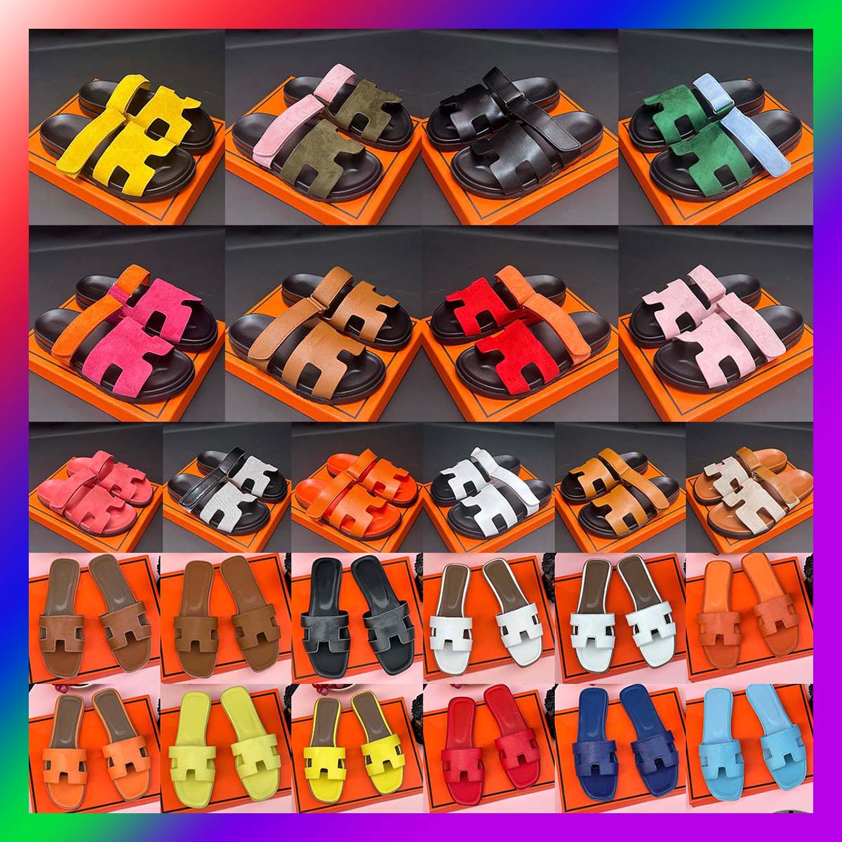 Designer shoes: Mens and womens slippers sandals Chypre slippers Flip Flops beach slippers Velcro slippers flat bottomed slippers 