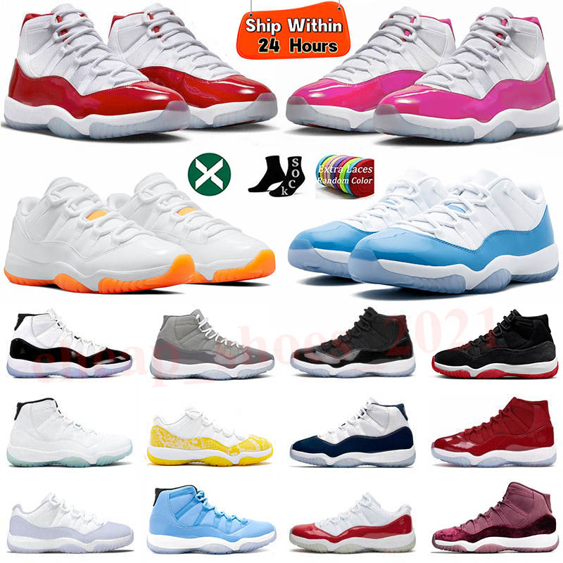 Top cherry XIs Basketball Shoes Men Women Bred Velvet Cement Grey Yellow Midnight Navy Pure Cap and Gown Bred jumpman XI sports sneakers outdoor sho