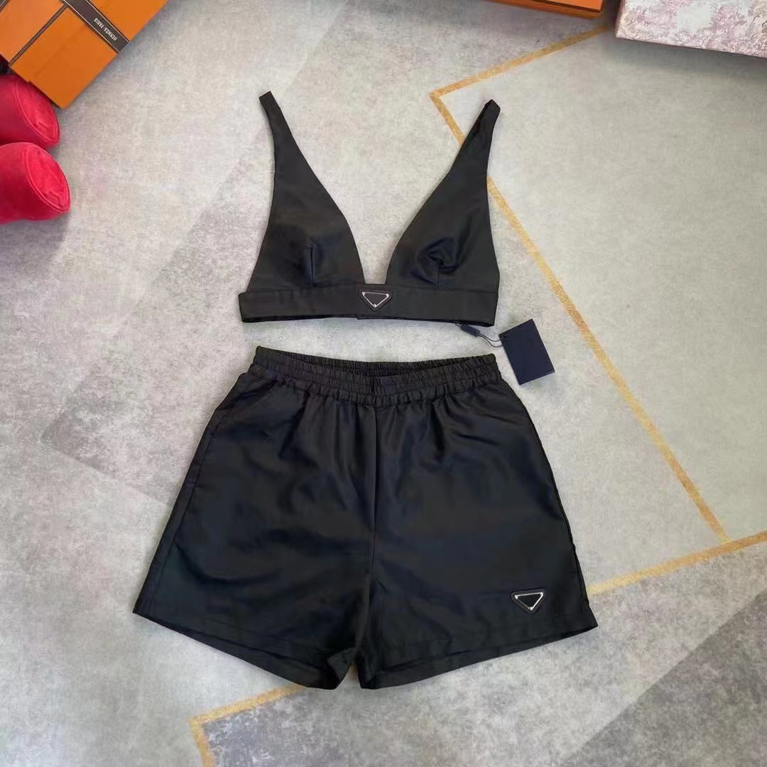 Sexy Tracksuits Girls Designer Triangle Bra Short Pants Set Adjustable Chest Size Indoor Outdoor Bathing Suits SML-image-974199308