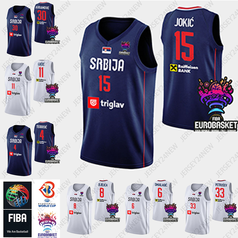 2024 EuroBasket Serbia National Team 15 Jokic Basketball Jersey 4 Milos Teodosic Nikola 14 Dusan Ristic 30 Aleksa Avramovic 9 Vanja Marinkovic 10-image-974116034