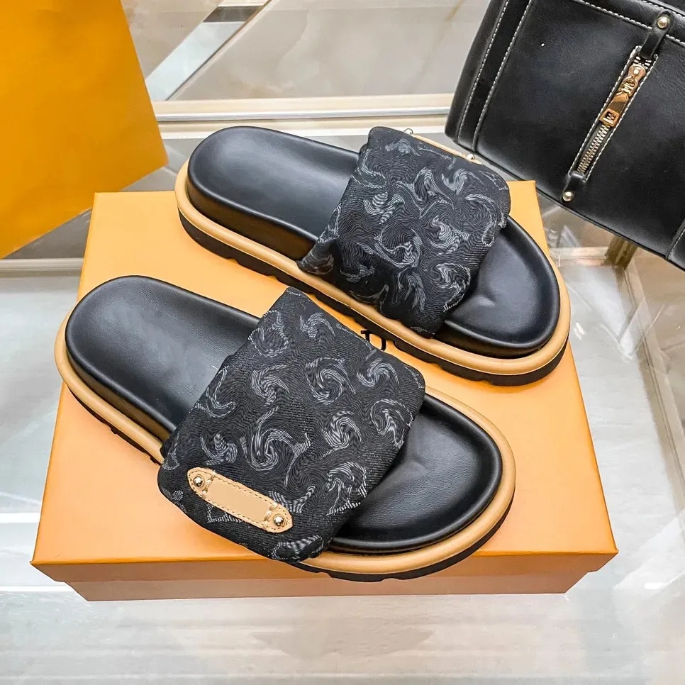 top quality summer Slippers luxury Designer sunny beach sandal Pillow Pool slides vintage shoe mens womens fashion soft flat shoes couples gift w-image-974178130