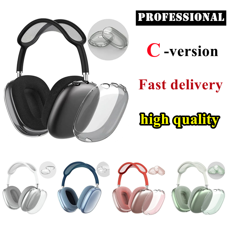 For Airpods Max Headphone Cushions Accessories Solid Silicone High Custom Waterproof Protective plastic Headphone Travel Case C-version
