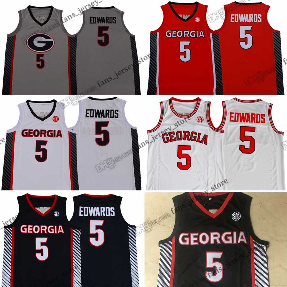 Stitched NCAA Georgia Anthony 5 Edwards Basketball Jerseys College #5 Red White Grey Stitched Jersey Shirts Custom Men Youth Women 2024-image-974237673