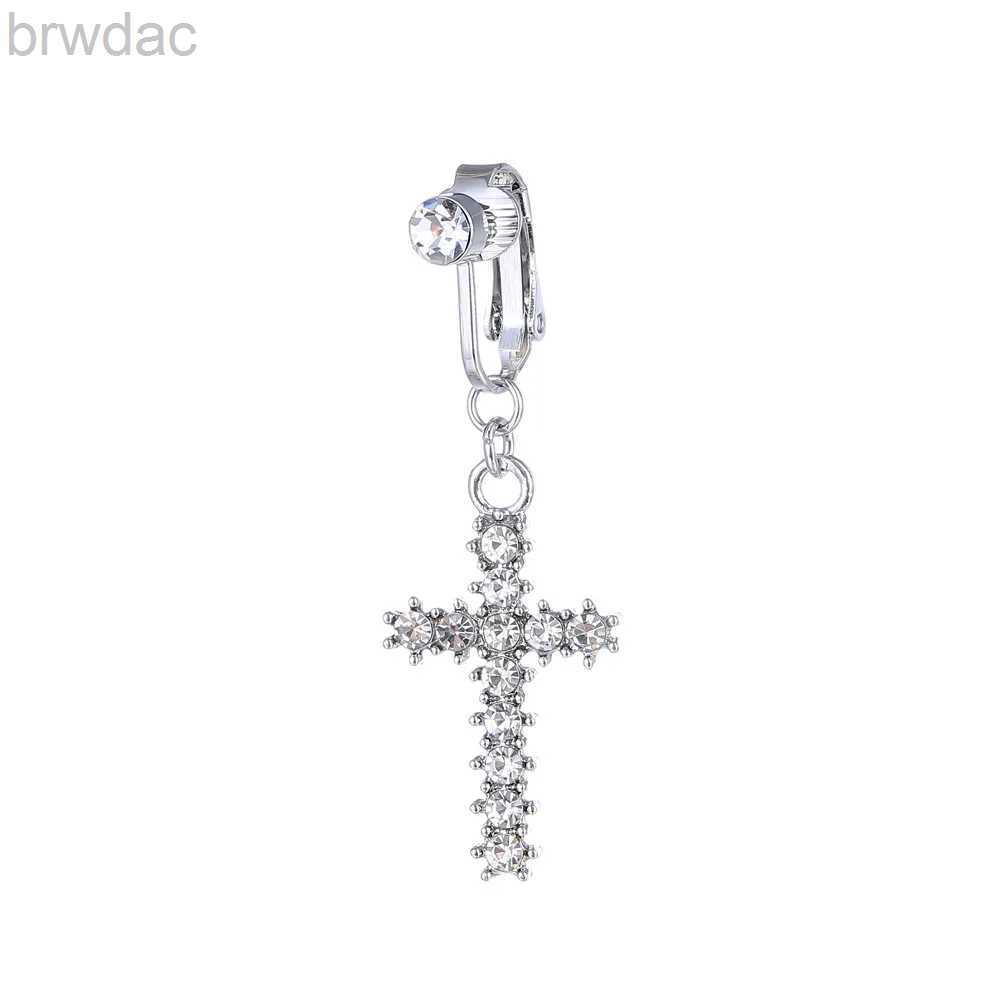 Navel Rings Cross Fake Belly Button Ring Navel Piercing Ombligo Rings Crystal Rhinestones Stud Earrings Ear Clips Fake Belly Piercing d240509-image-974187622