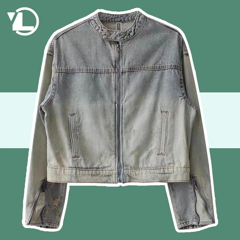 Japanese Varsity Denim Jackets Men High Street Wash Retro Heavy Industry Cowboy Coats Hip Hop Unisex Spring Autumn Outerwear 240428