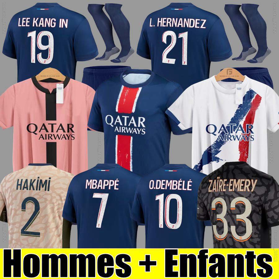 24 25 maillot de foot MBAPPE soccer jerseys KOLO MUANI O.Dembele ASENSIO HAKIMI Ugarte football shirt 23 24 hommes enfants MEN kids KIT LEE KANG IN third away 