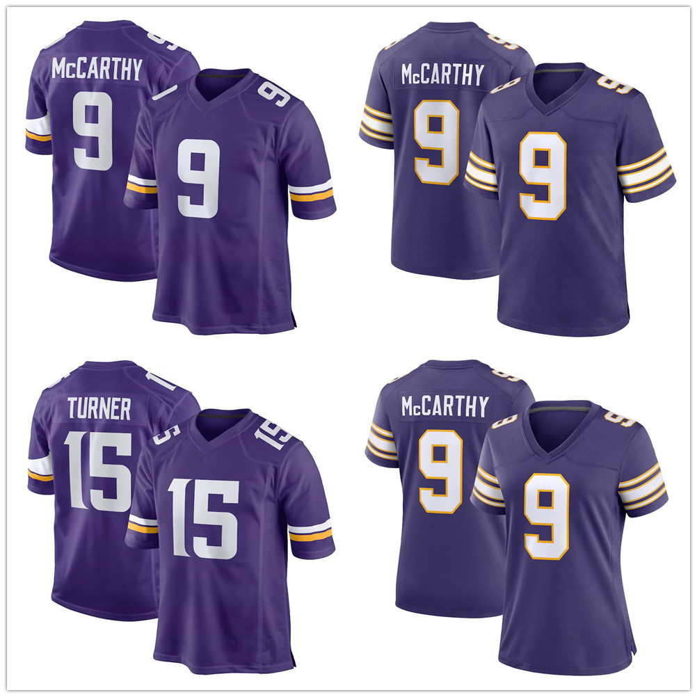 Football Jerseys 2024 Draft Pick NO10 Football Jersey 9 JJ McCarthy 15 Turner 31 Khyree Jackson 78 Walter Rouse 46 Will Reichard 65 Michael Jurge-image-995000348