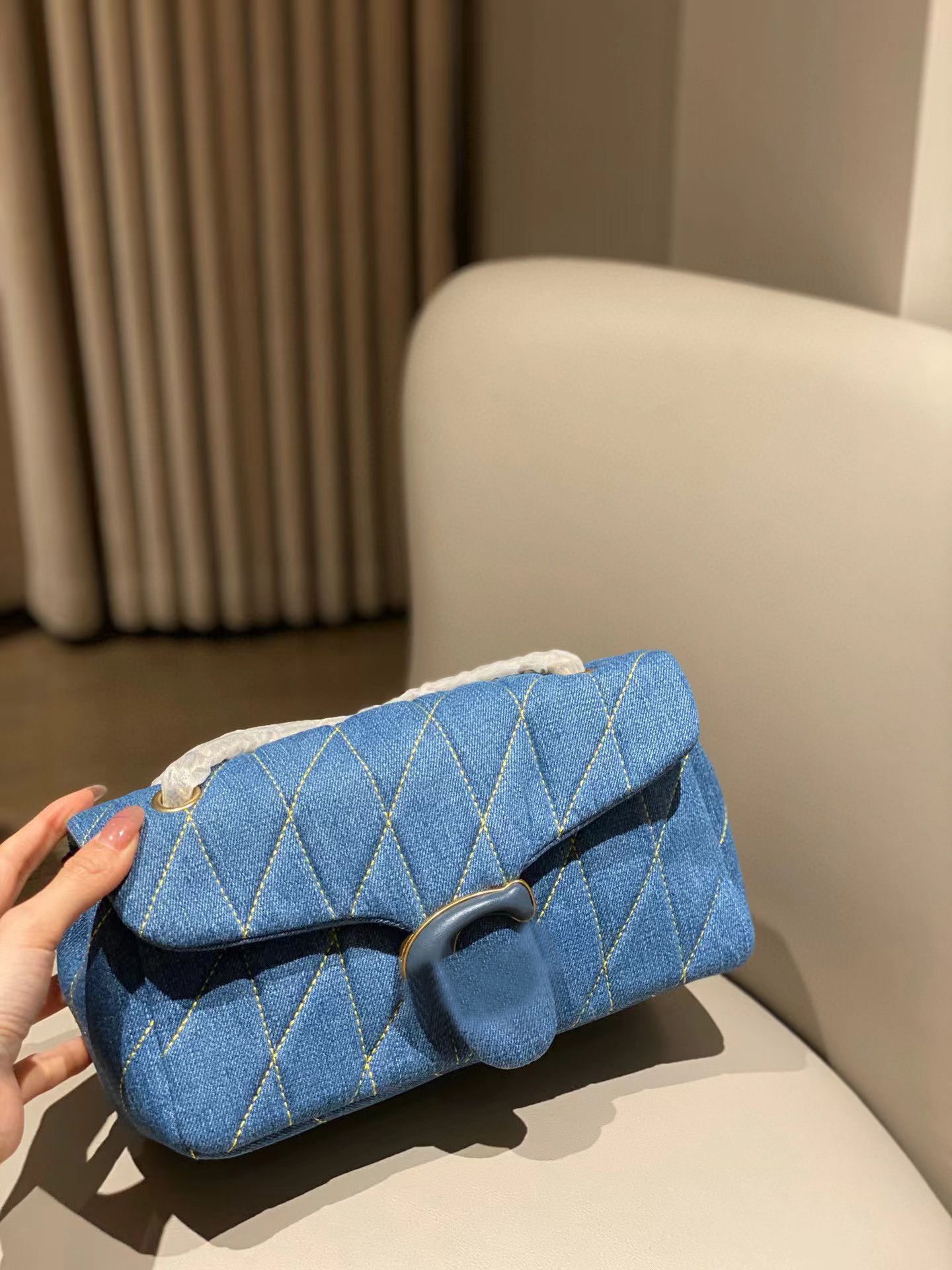 Fashion Designer Women&#039;s Denim Shoulder Chain Bag Cloth Hand bags Women Purse Luxury Bag 20cm 26cm-image-974561907