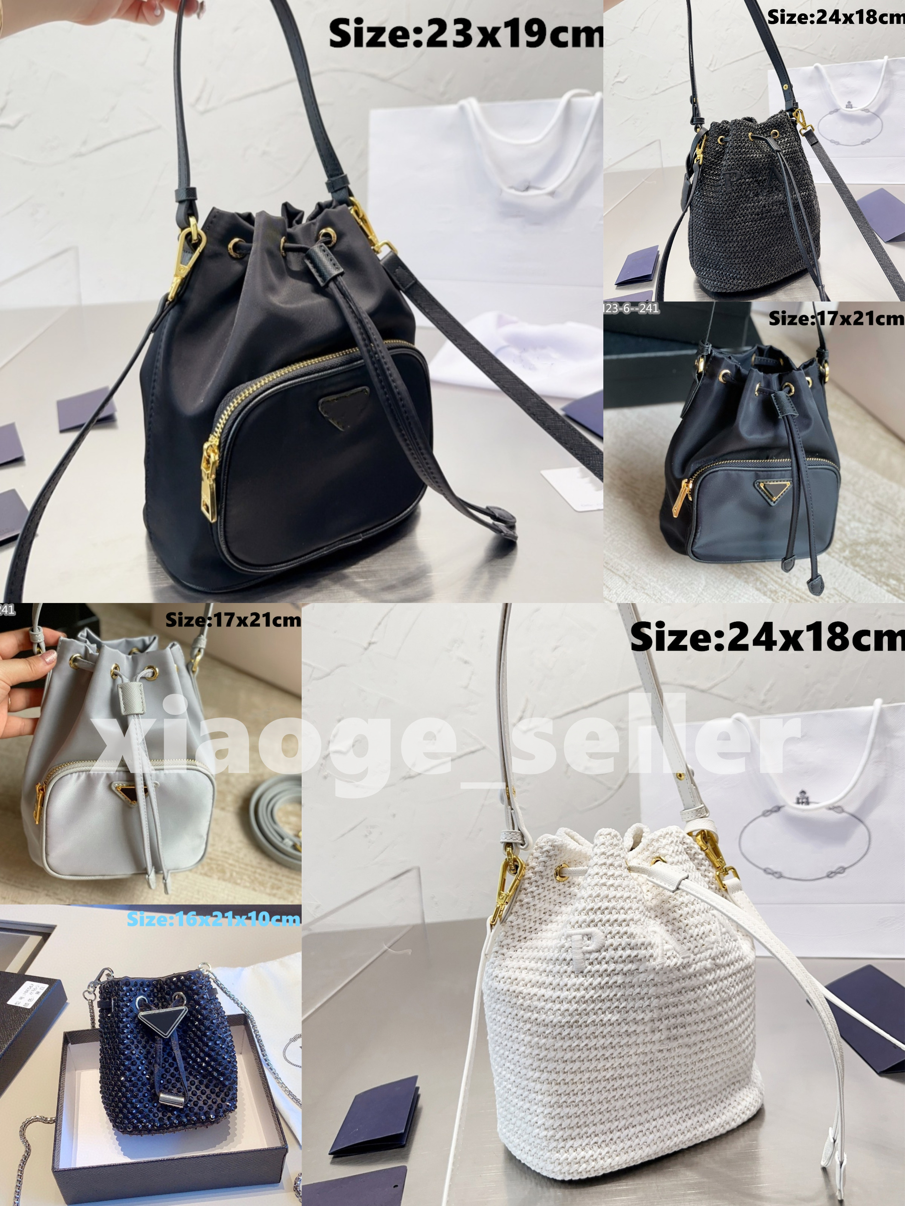 Sac à cordon de coussin en cuir en nylon en nylon sac de sac de seaux sacs de luxe sacs de bodys de luxe sac à main sac de diamant de la mode pou