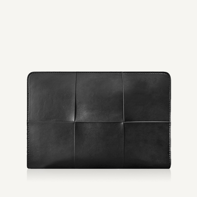 Luxury Brand Clutch Authentic Leather Weave Large Capacity Business Minimalist Zipper File Envelope Package 2024 New-image-974564945