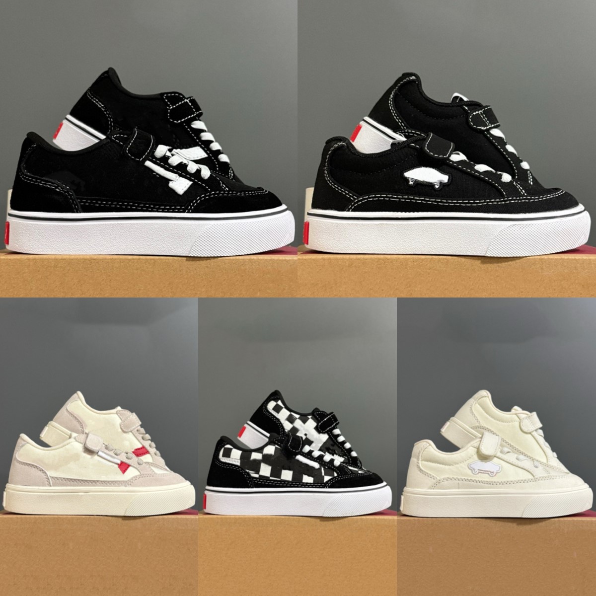 Canvas Kids Sneakers Low Old Designer Toddler Shoes Skool Boys Girls Trainers Children Canvans Youth Shoe Black White Red Beige Checkerboard Snea-image-915645026