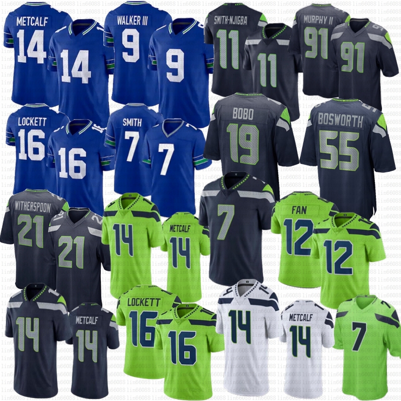 DK Metcalf football jersey Kenneth Walker III Jaxon Smith-Njigba Devon Witherspoon Geno Smith Marshawn Lynch Lockett Byron Murphy II Bosworth Bob-image-758647360