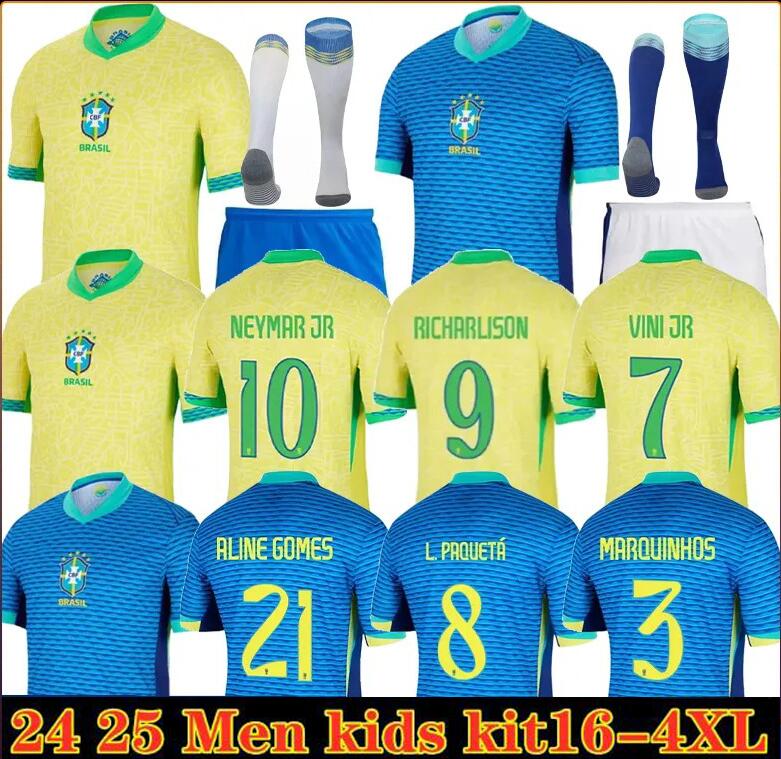 24 25 brazil soccer jersey l paqueta neymar vini jr 23 p coutinho richarlison football shirt g jesus t silva bruno g pele casemiro men kids sets-image-969477849