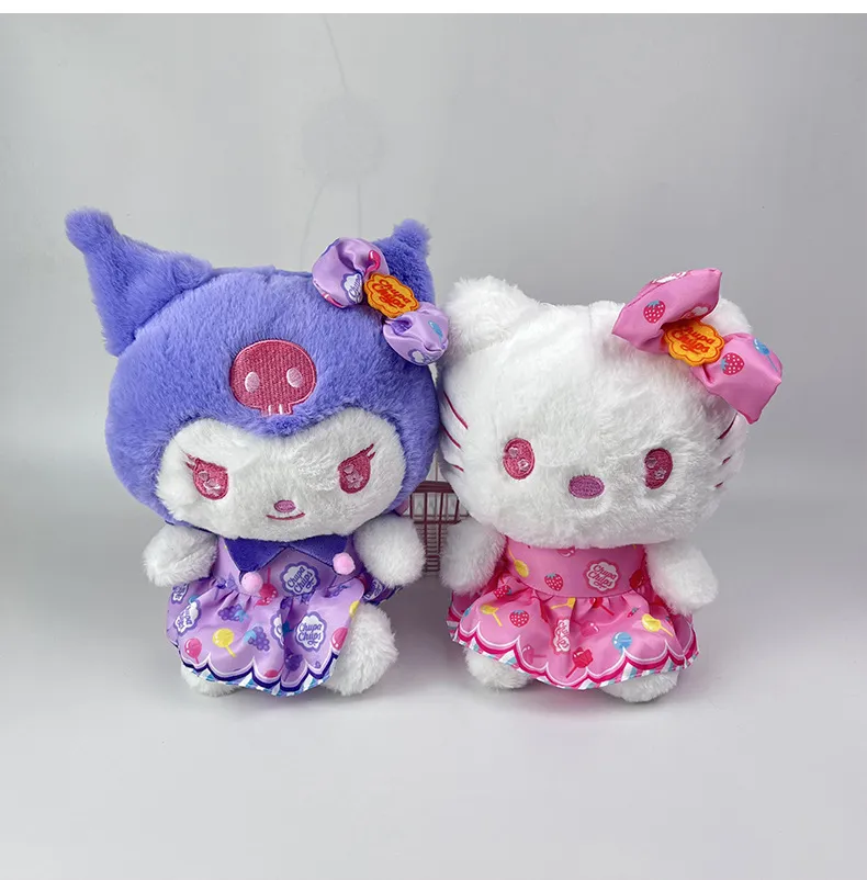 Wholesale anime Kuromi Melody purple pink and white skirt plush toys children`s games playmate company corporate activity gift room decoration