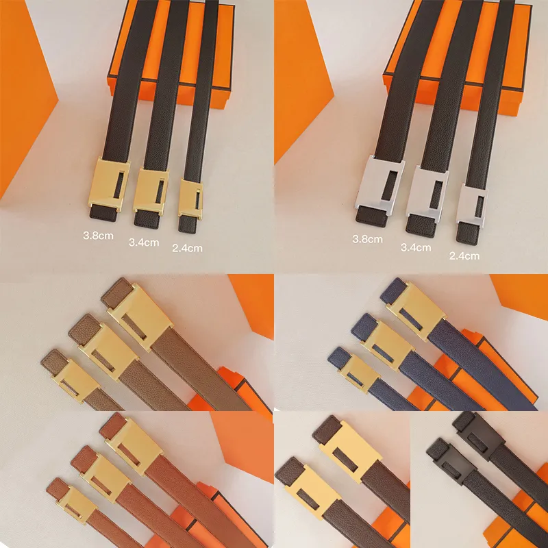 Ceintures de créateurs de femmes réversibles ceinture en cuir authentique pour hommes de taille de taille largeur 2,4 cm 3,4 cm 3,8 cm de boucle