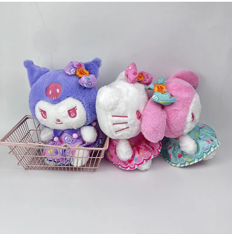 Wholesale anime Kuromi Melody purple pink and white skirt plush toys children`s games playmate company corporate activity gift room decoration