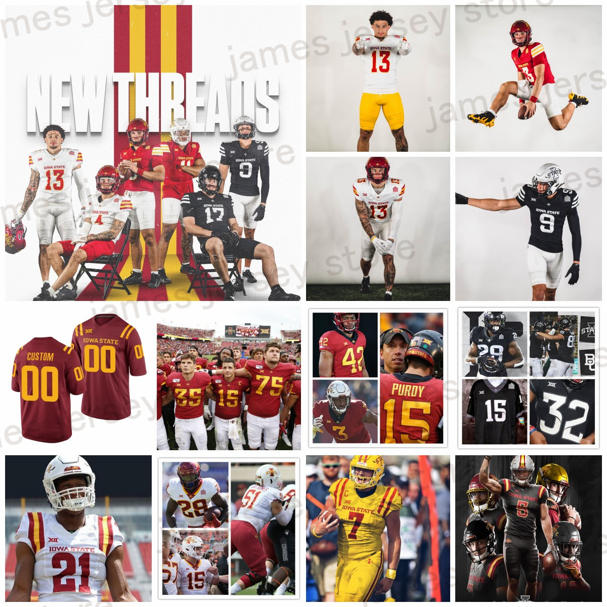2024 mens new style custom Iowa State Cyclones Football Jersey Deylin Hasert Brendan Black Beau Freyler Jack Sadowsky V Gabe Burkle TaShawn James Ca