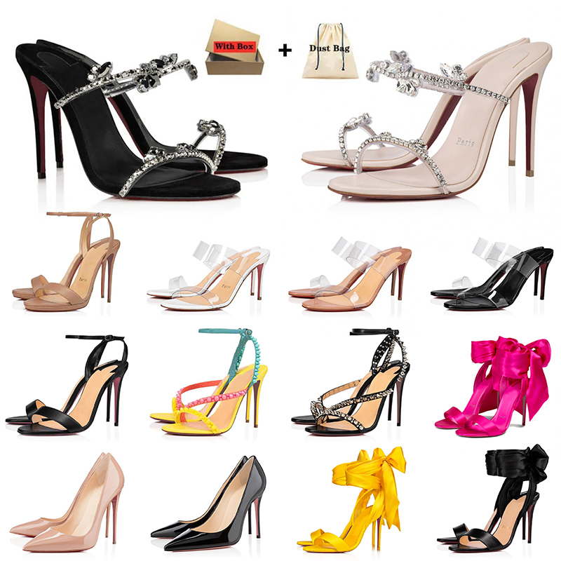 With Box Women High Heels Designer Sandals Black Nude Red Pumps Bottoms Womens Ladies Stiletto Peep-toes Pointy Slingback Luxury Bottom Heel Sandale Loafers Shoes 