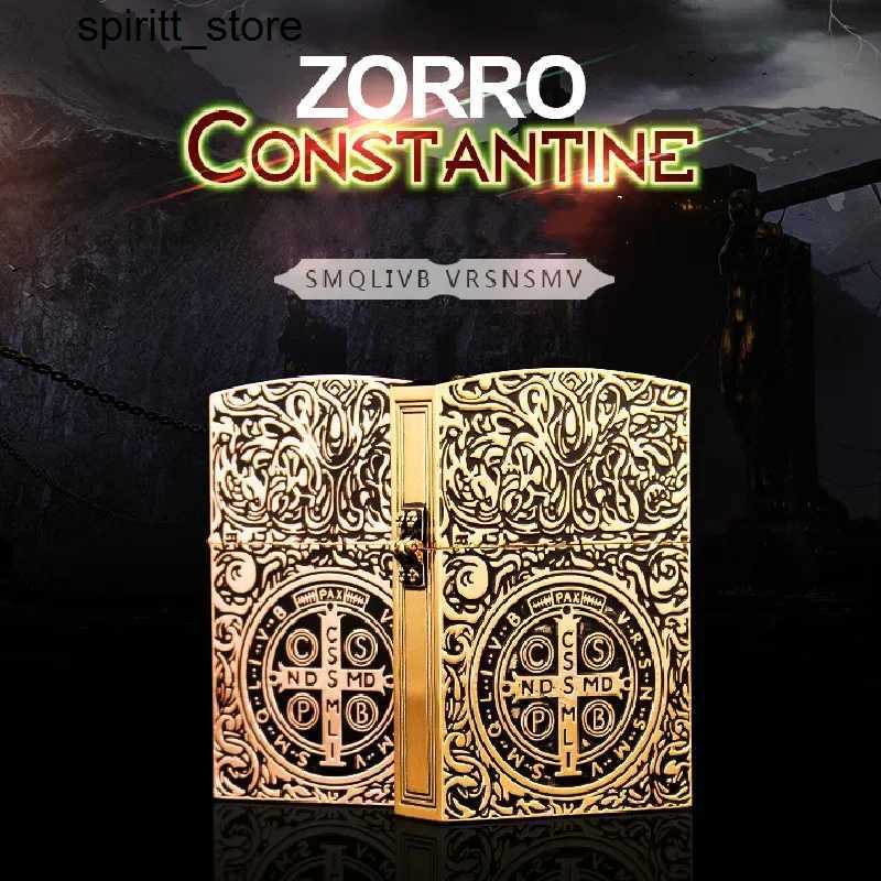 Lighters 1 1 Limited edition ZORRO Oversized Kerosene Lighter Metal Personality Constantine Creative Heavy Armor Oversized Lighter Gift S24513-image-976611062