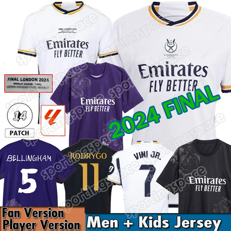 23 24 25 MBAPPE BELLINGHAM ReAl MaDrIDs Soccer Jersey Y 3 Kids Kit Home Away Third Fourth Football Shirt RODRYGO VINI JR Plus Size 4XL Goalkeeper Purple Black 2024 Final 