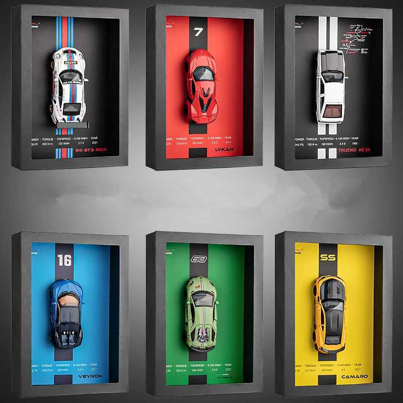 Diecast Model Cars 1 32 photo frame version alloy metal sports car model simulation 3D racing car suspension painting collection childrens gift d-image-976284623