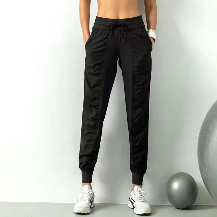 Lu Women Yoga Jogging Pants Loose Sweatpants Lady Fitness Sports Joggers Running Stretchy Slimming Feet Sweat Pants