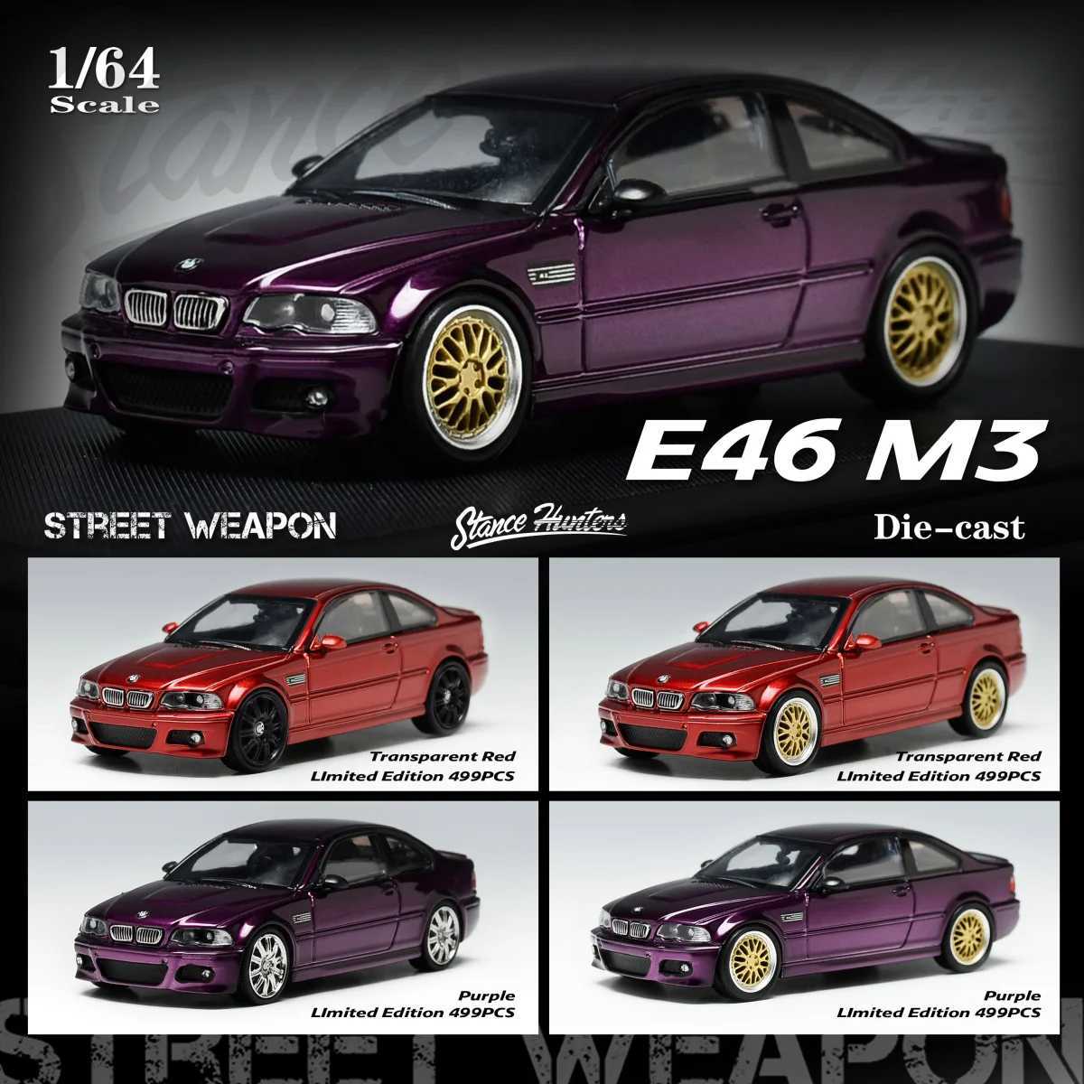 Diecast Model Cars SH Stance Hunters 1/64 alloy die casting simulation car model M3 E46 car running toy decoration T240513-image-976187441