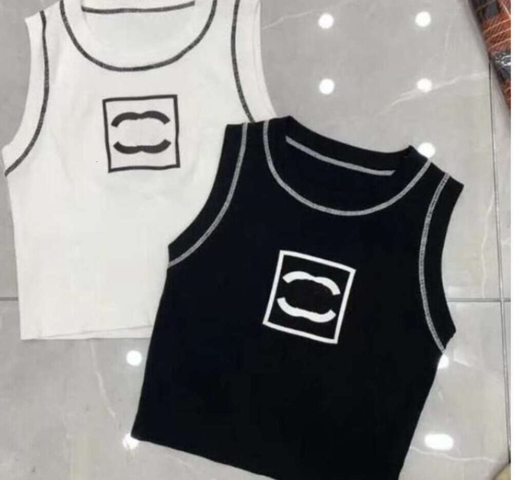 Anagram-embroidered Women Tanks Camis Cotton-blend Tank Tops Two C Letters Designer Skirts Yoga Suit Dress Bra Vest Ladies Solid V ropamujer prev-image-993932578