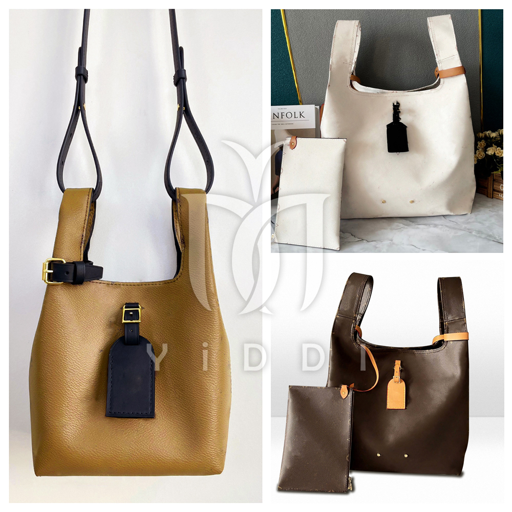 Designer bags Atlantis Grocery bucket basket bag Women Casual Shopping bags Designer tote bag Brown Old flower Luxury Vintage Shoulder handbag Cross