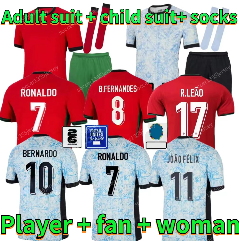 Portugal football jersey Ruben Ronaldo Portuguese 2024 2025 Portugal soccer jersey B.Fernandes men039s children 039s set Portugal 039s Euro victory over Thailand 