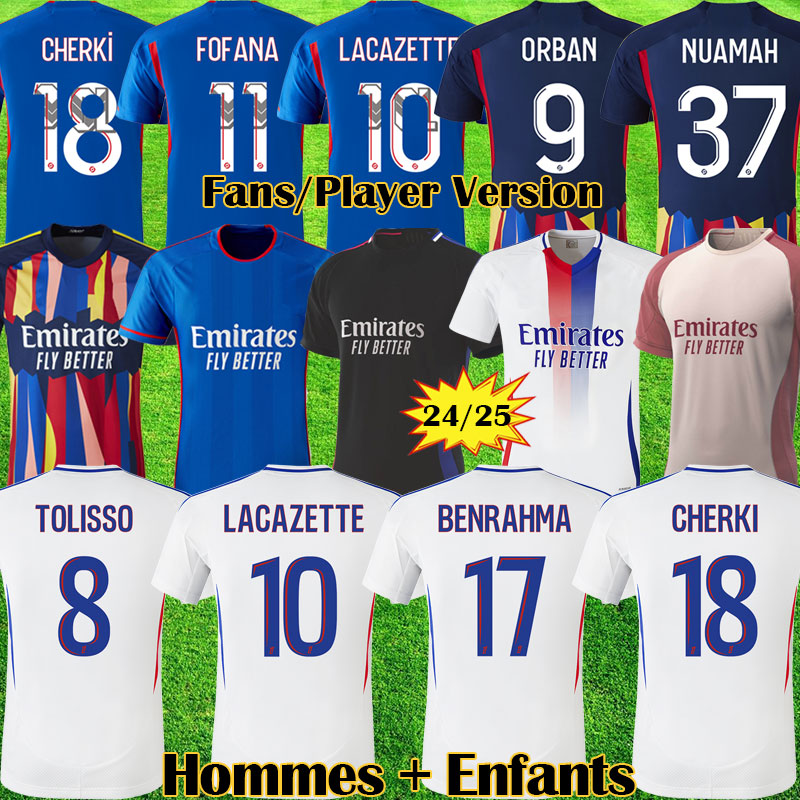 23 24 25 Maillot de foot BENRAHMA Soccer JerseyS ORBAN NUAMAH OL 4th TAGLIAFICO FOFANA football shirts 2023 2024 Third CHERKI man Blue kids kits equipment lyon tops 