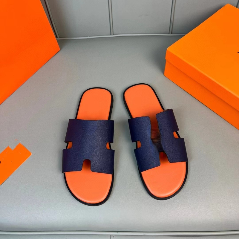 Men's Slippers Summer Fashion Leather Slippers Versatile and Trendy Flat Sandals-image-976935849