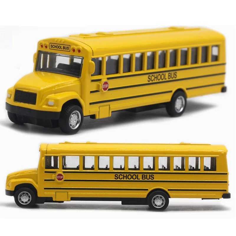 Diecast Model Cars Alloy School Bus Model 14CM Small Die Casting Car Power Driving Childrens Gift Bag Toy Indoor No Battery WX-image-976971860