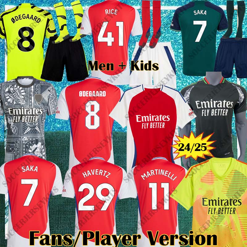 Fans Player Whiteout RICE long sleeve soccer jerseys ARSEN 24 25 4XL MAHARISHI G. JESUS SAKA 2024 2025 ODEGAARD MARTINELLI goalkeeper 3XL football shirt Men kit Kids 