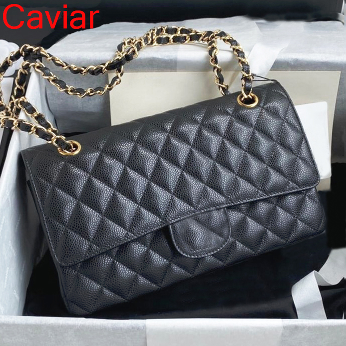 Designer bag Caviar shoulder bag sheepskin style Flap Luxury Handbags Women's Fashion Checked Thread Purse Double Letters and Solid Hasp Waist Square Stripes 