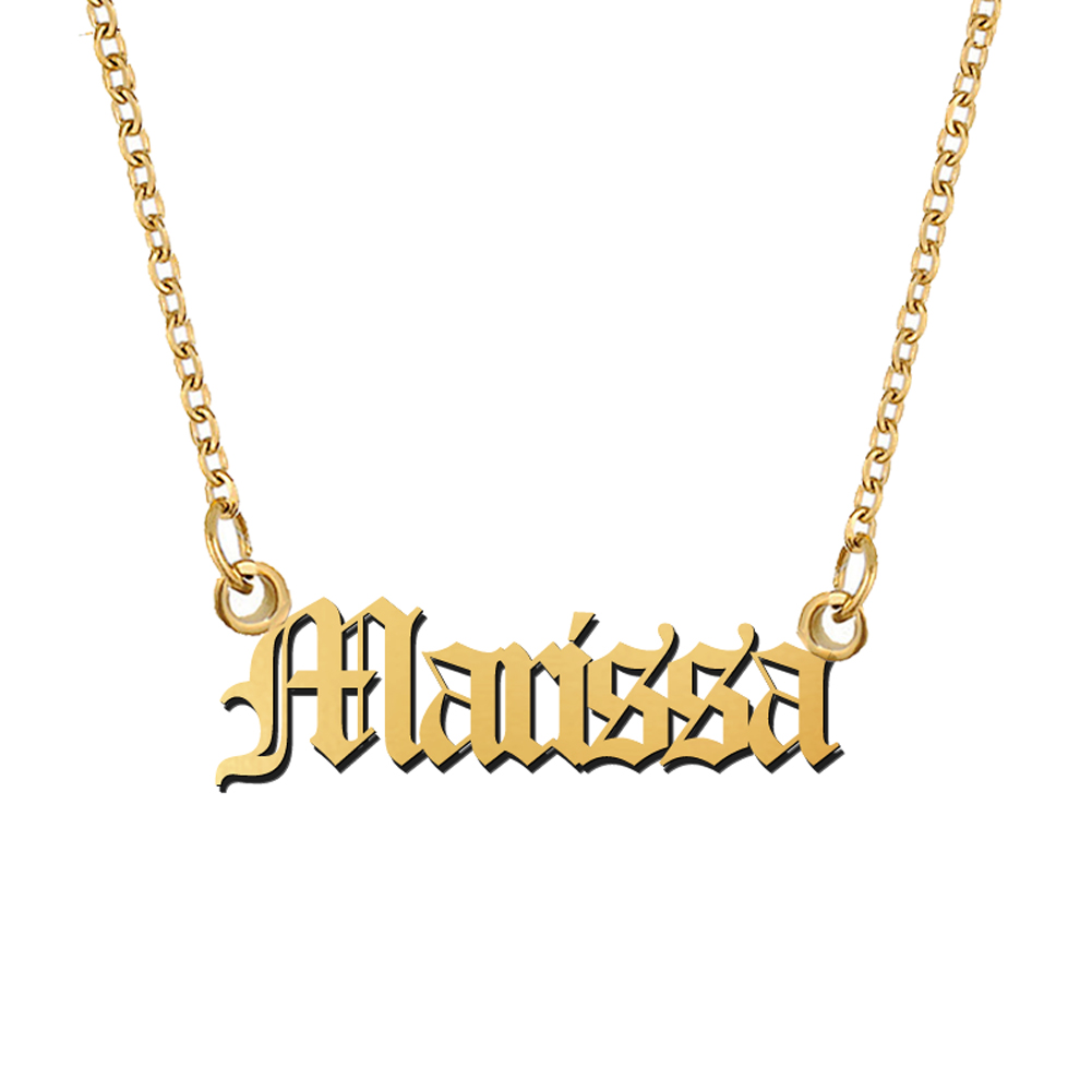 Marissa Old English Name Necklace Stainless Steel 18k Gold plated for Women Jewelry Nameplate Pendant Femme Mothers Girlfriend Gift-image-604971670