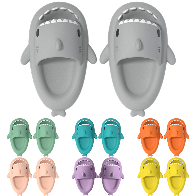 05 Mens Women Shark Summer Home Solid Color Couple Parents Outdoor Cool Indoor Household Funny Slippers GAI