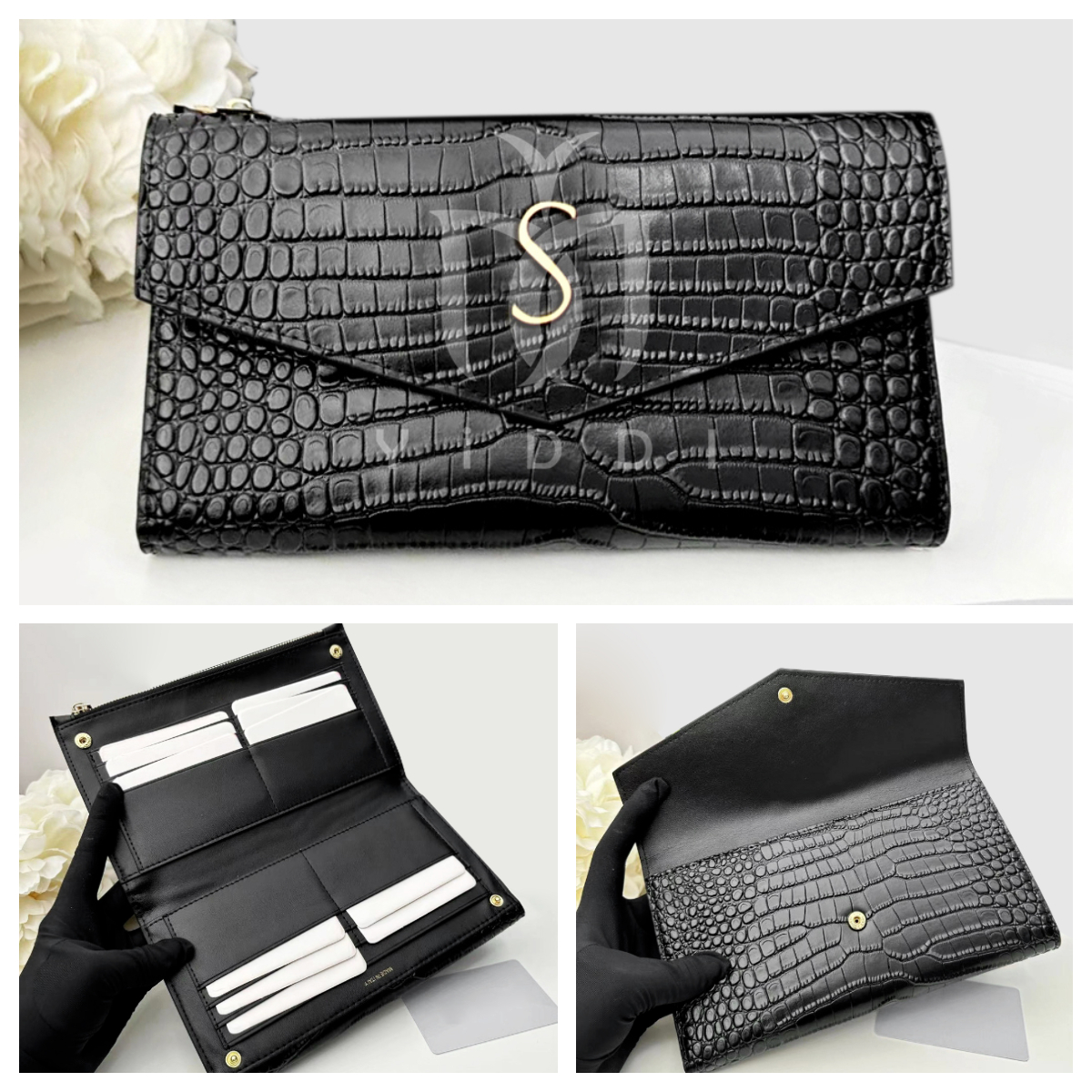 Top quality Womens Luxury clutch Designer Long wallet Fashion Crocodile print leather Slim wallets Women Business Wallet Luxury Black ID Credit Card