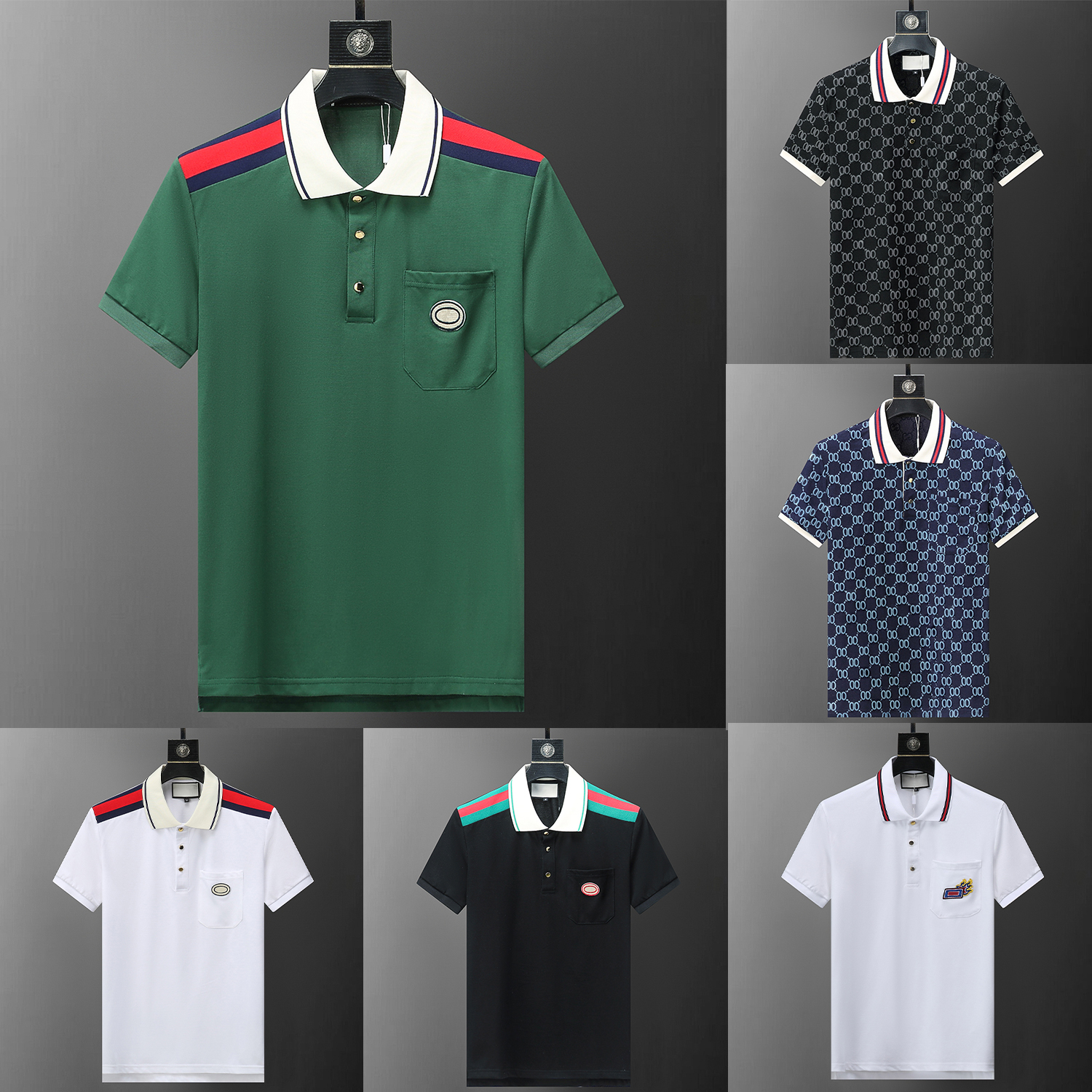 Mens Polo Shirt Designer Polos Black Shirts Man Fashion Luxury White Embroidery Snake Little Bees Printing Brands Plaid Tshirt Tops Tee Mens T Shirt 