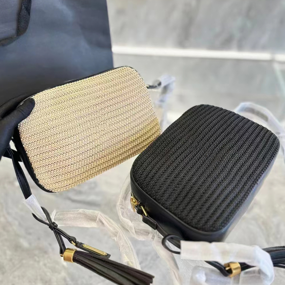 10a designer Shoulder Bags Women fashion Cleo crossbody Raffias tassel camera bag Straw weave Leather clutch summer Luxury handbag sling travel tote bag strap 