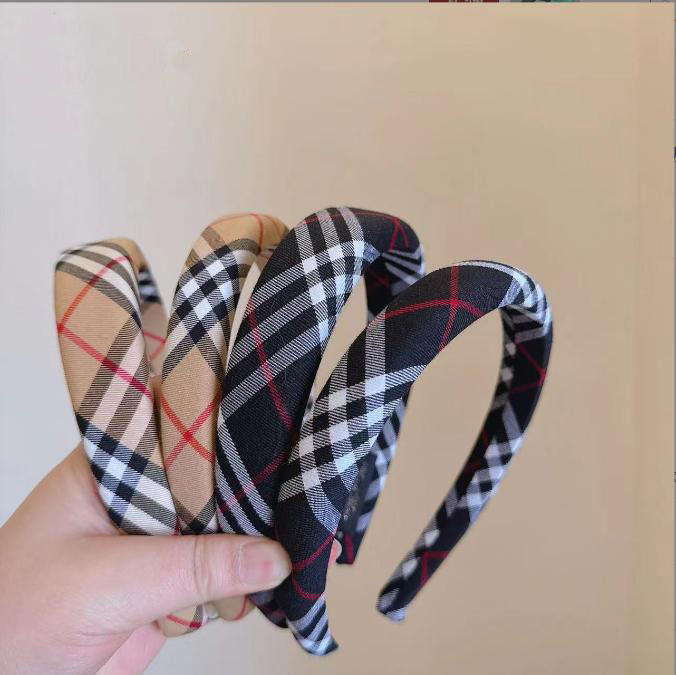 Designer Vintage lattice Sponge Headbands Women narrow edge Wide-brimmed Hairband Fashion Womens Autumn Sport Hair Hoop Hair accessories Gifts-image-977335067